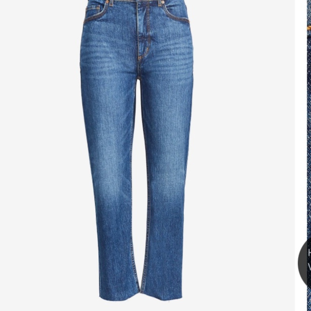 Loft high rise, straight leg, ankle denim.